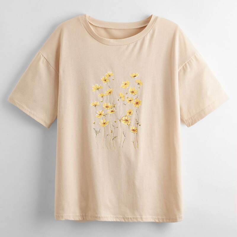 

Floral Graphic Tee, Apricot