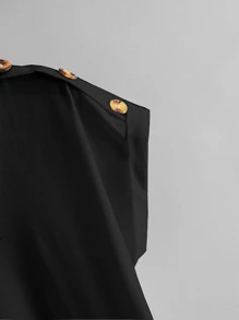 SHEIN LUNE Áo thun Plus size Nút màu trơn Giải trí - màu đen - Xem 4