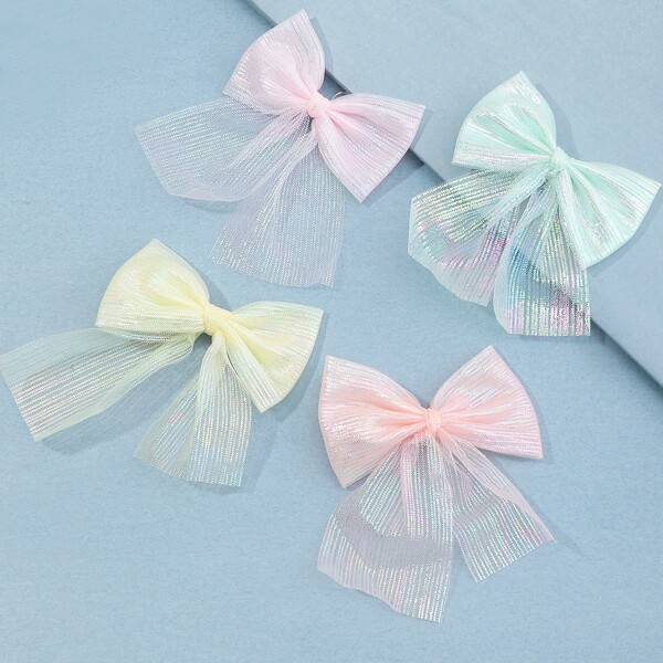 

4pcs Toddler Girls Bow Decor Hair Clip, Multicolor