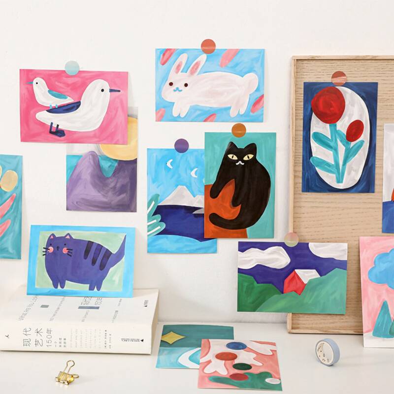 

15pcs Mixed Pattern Random Decorative Card, Multicolor
