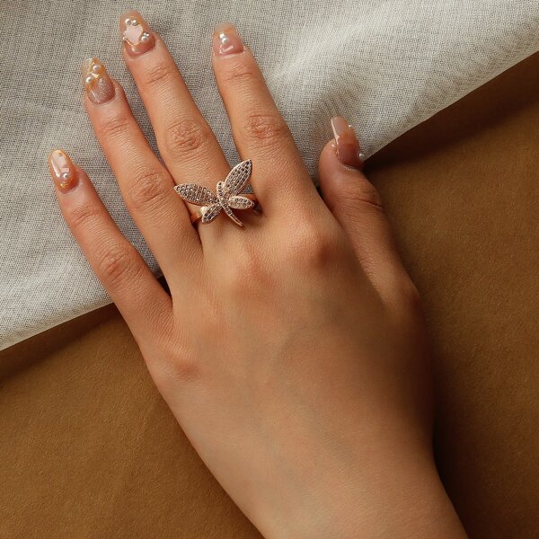 

Zircon Butterfly Decor Ring, Rose gold