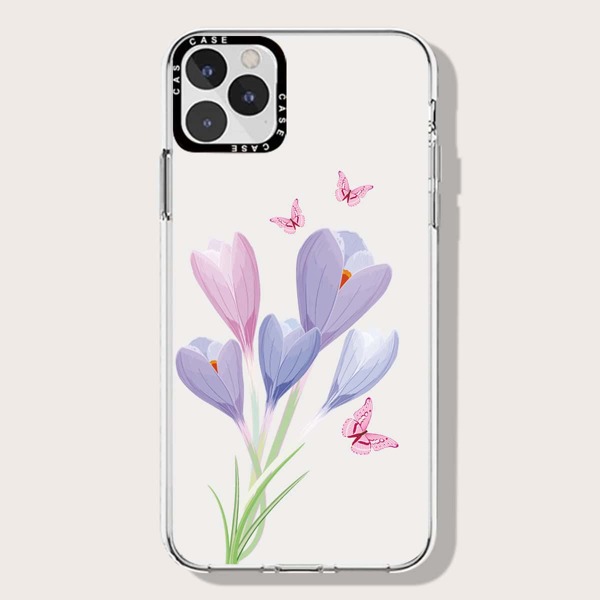 

Flower & Butterfly Phone Case, Clear