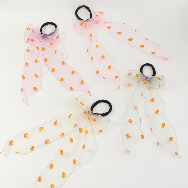

4pcs Toddler Girls Bow Decor Hair Tie, Multicolor