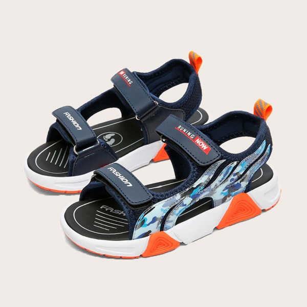 

Boys Camo Print Sport Sandals, Blue