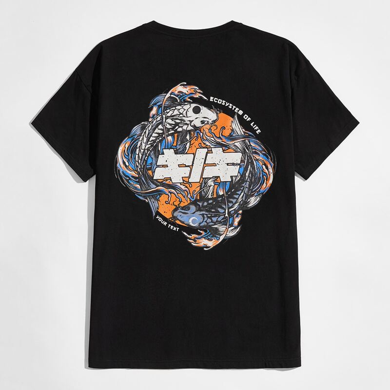 

Guys Letter Fish Graphic Tee, Black