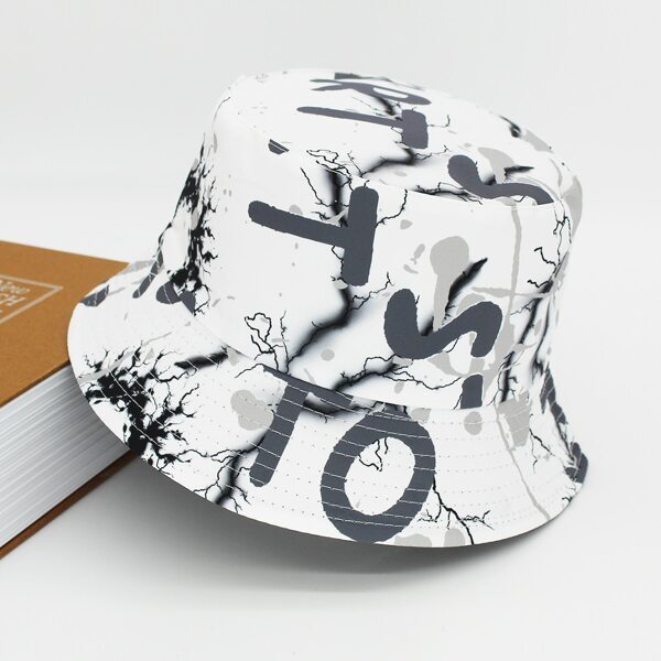 

Men Letter Graphic Reversible Bucket Hat, Multicolor