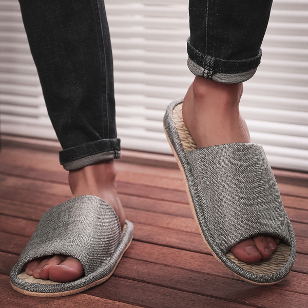 

Men Open Toe Bedroom Slippers, Light grey