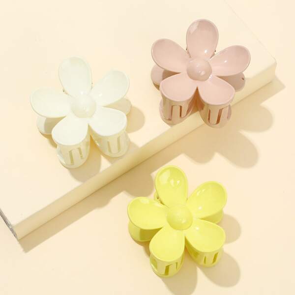 

3pcs Flower Design Hair Claw, Multicolor
