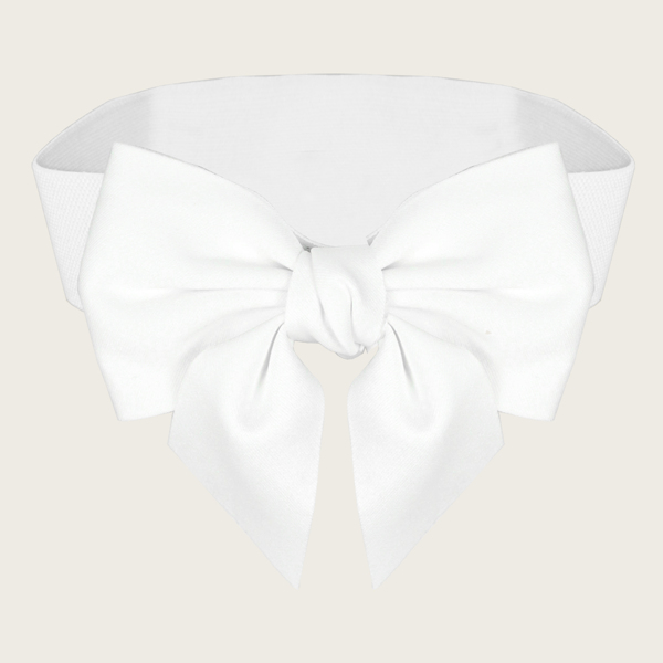 

Girls Bow Decor Wide Belt, White