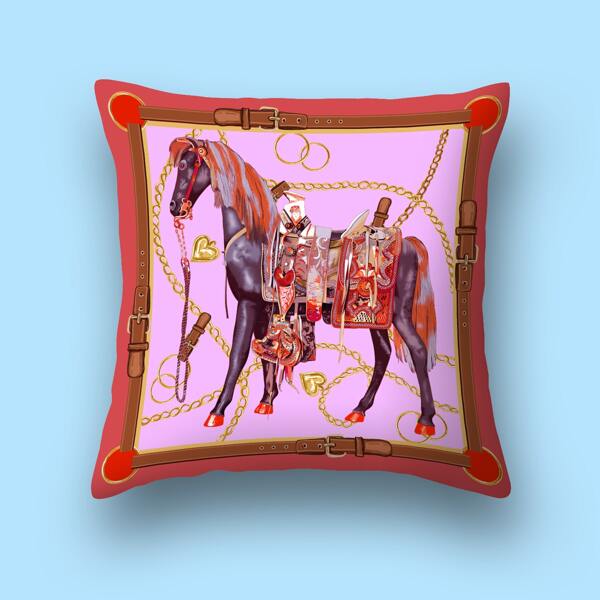 

Horse Print Cushion Cover Without Filler, Multicolor