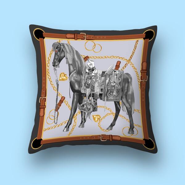 

Horse Print Cushion Cover Without Filler, Multicolor