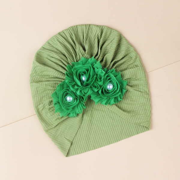 

Baby Fabric Flower Decor Wrap Hat, Green