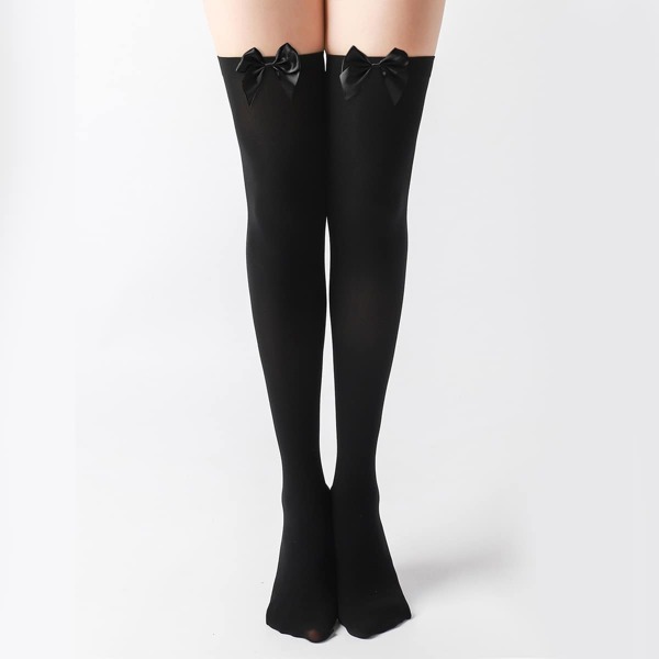 

Bow Decor Over The Knee Socks, Black