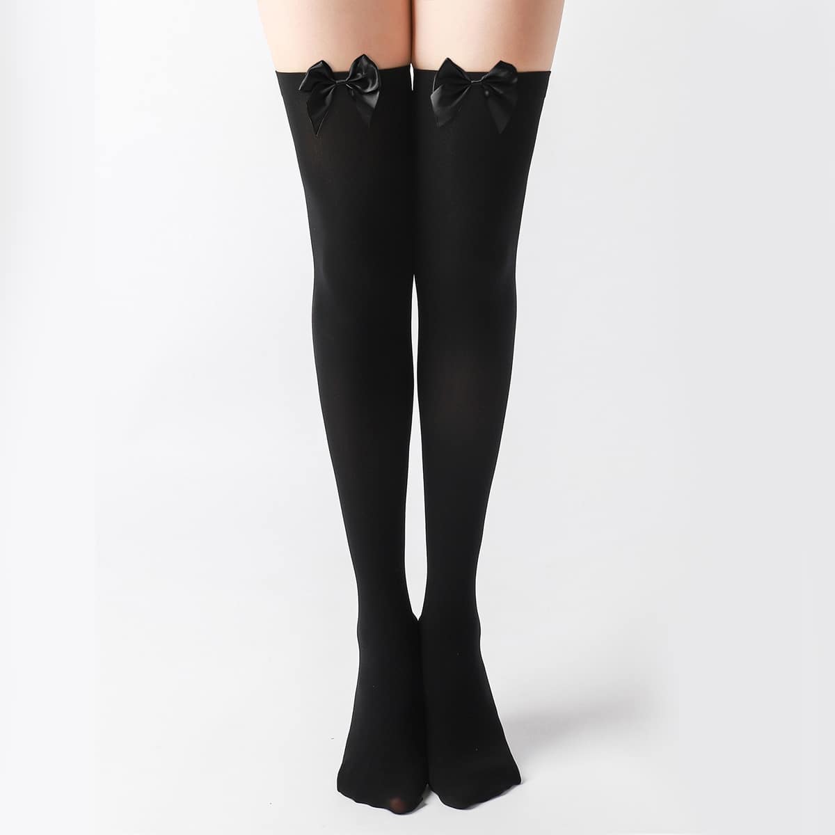 

Bow Decor Over The Knee Socks, Black