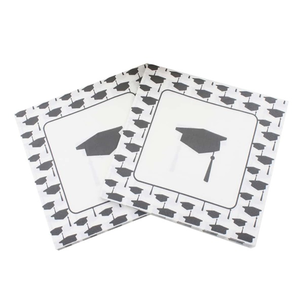 

20pcs Graduation Party Disposable Napkin, Black and white