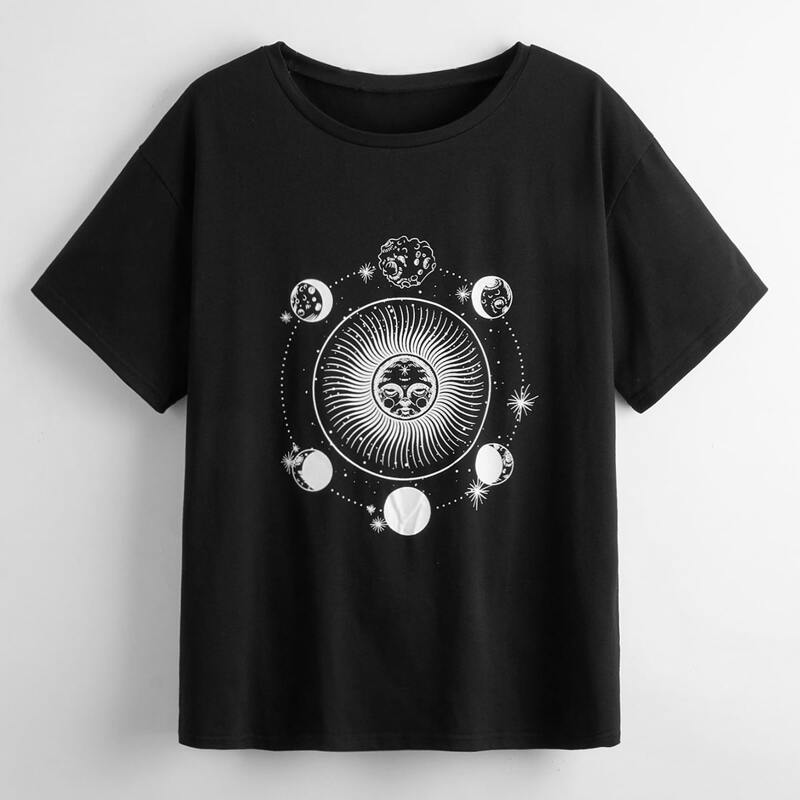 

Sun & Moon Graphic Tee, Black