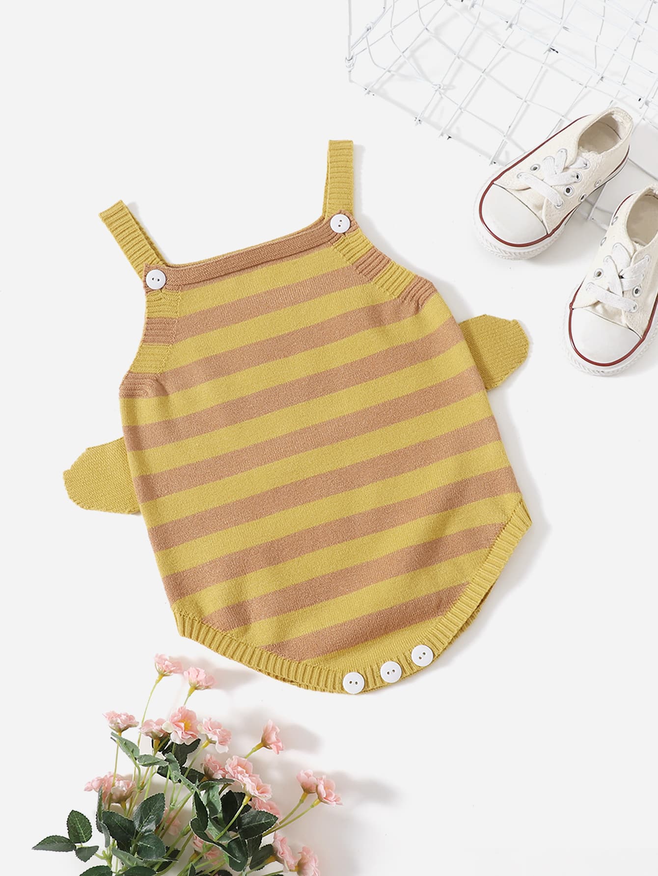 Áo len trẻ em sọc cầu vồng Dễ thương - Màu Mù tạt vàng - Xem 1