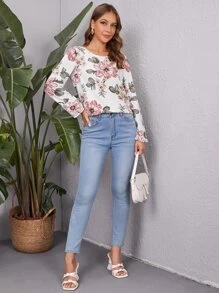 SHEIN Clasi Floral Print Top - Multicolor - View 3