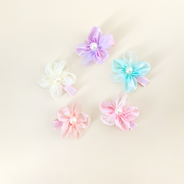 

5pcs Toddler Girls Flower Decor Hair Clip, Multicolor