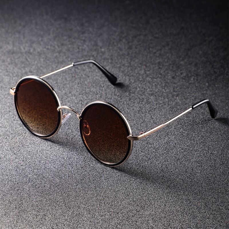 

Guys Round Frame Sunglasses, Brown