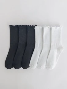 6 đôi Vớ thuyền viên rắn - Đen và trắng - Xem 1