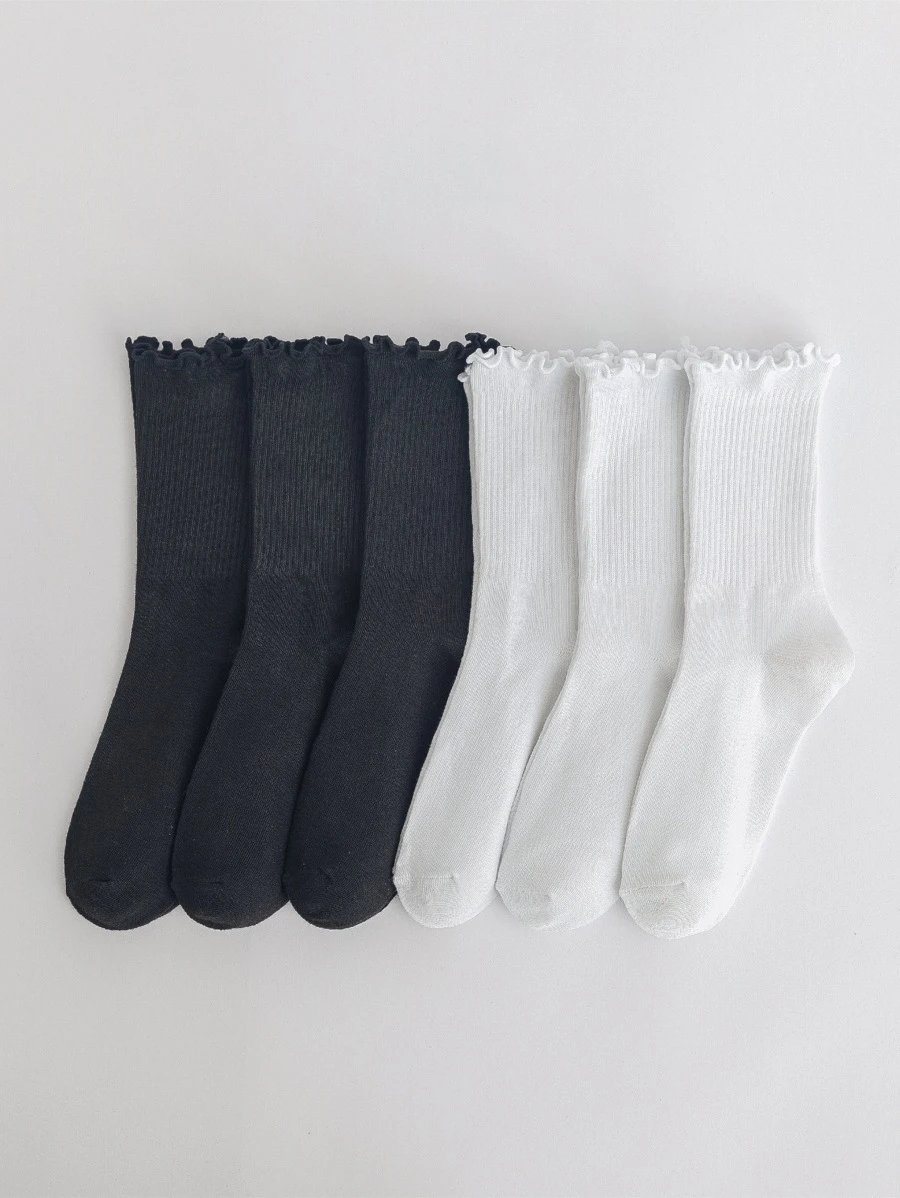 6 đôi Vớ thuyền viên rắn - Đen và trắng - Xem 1