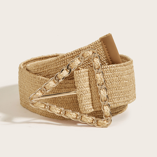 

Triangle Buckle Woven Belt, Khaki