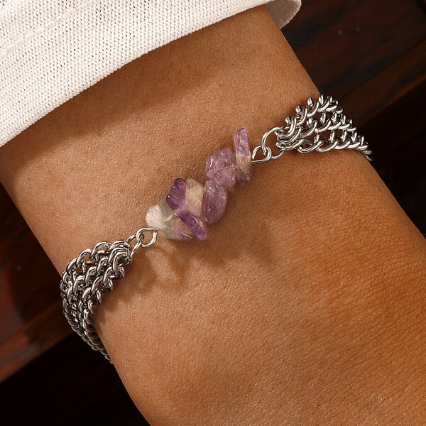 

Stone Decor Bracelet, Silver