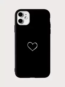 Heart Print Phone Case - Black and White - View 1