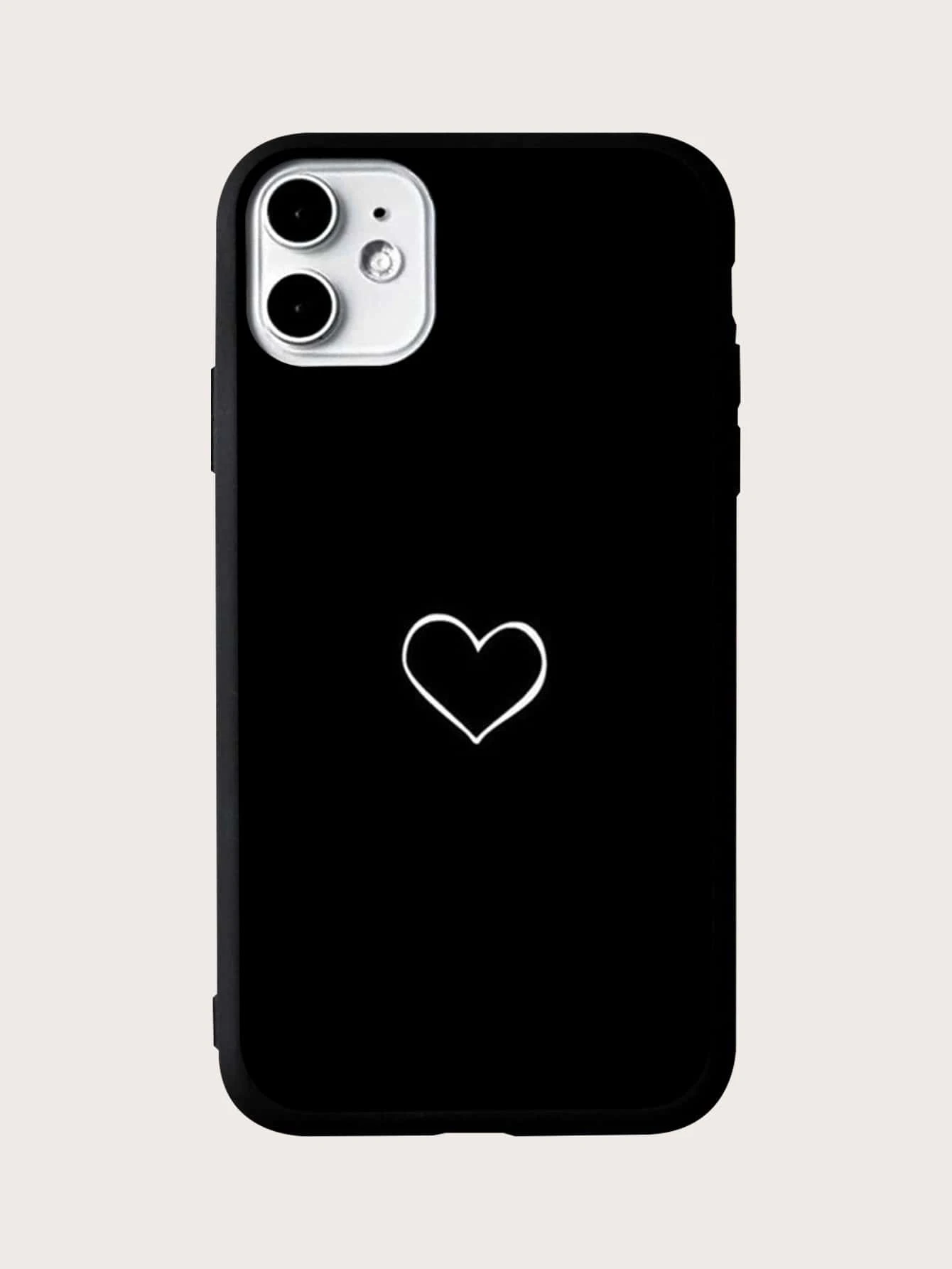 Heart Print Phone Case - Black and White - View 1