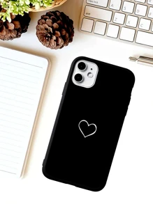 Heart Print Phone Case - Black and White - View 2