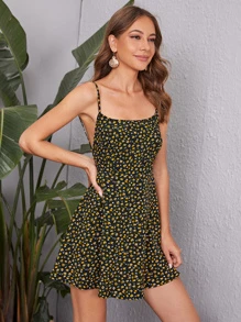 Soleia Lace Up Ditsy Floral Dress - Multicolor - View 5