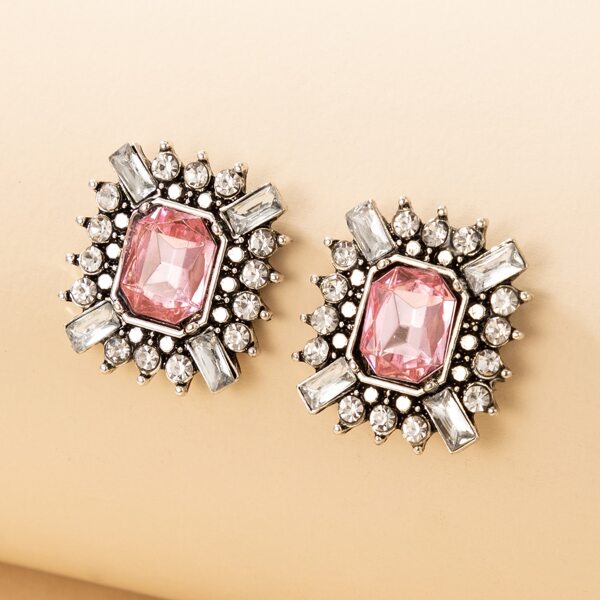 

Rhinestone Decor Stud Earrings, Multicolor