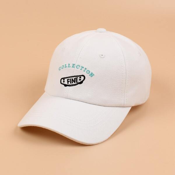 

Letter Embroidery Baseball Cap, White