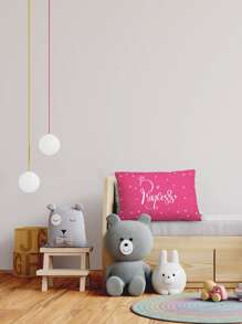 Letter Graphic Lumbar Pillow Cover Without Filler, Cute Throw Pillow Cover, Pillow Insert Not Include, For Kids Bedroom