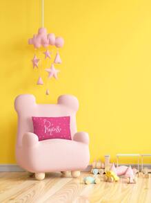 Letter Graphic Lumbar Pillow Cover Without Filler, Cute Throw Pillow Cover, Pillow Insert Not Include, For Kids Bedroom