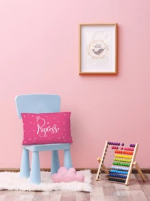 Letter Graphic Lumbar Pillow Cover Without Filler, Cute Throw Pillow Cover, Pillow Insert Not Include, For Kids Bedroom