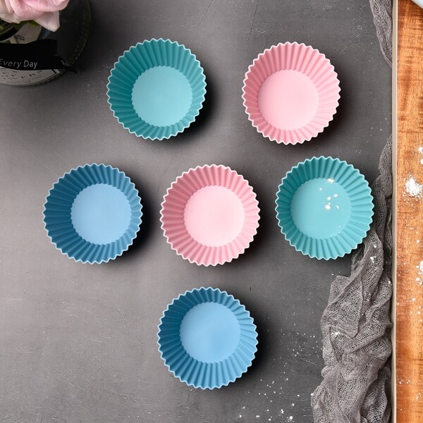 

6pcs Solid Color Cupcake Liner, Multicolor