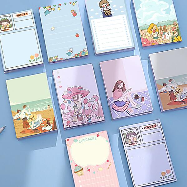 

1pc Cartoon Graphic Random Memo Pad, Multicolor
