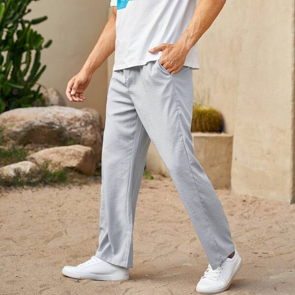 

Мужской Брюки с широкими штанинами, Светло-серый