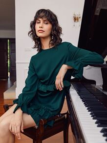 Macario Jimenez 荷葉邊袖多層下擺洋裝