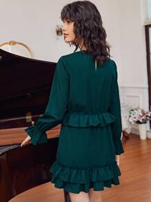 Macario Jimenez 荷葉邊袖多層下擺洋裝