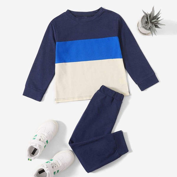 

Toddler Boys Colorblock Sweatshirt With Sweatpants, Multicolor