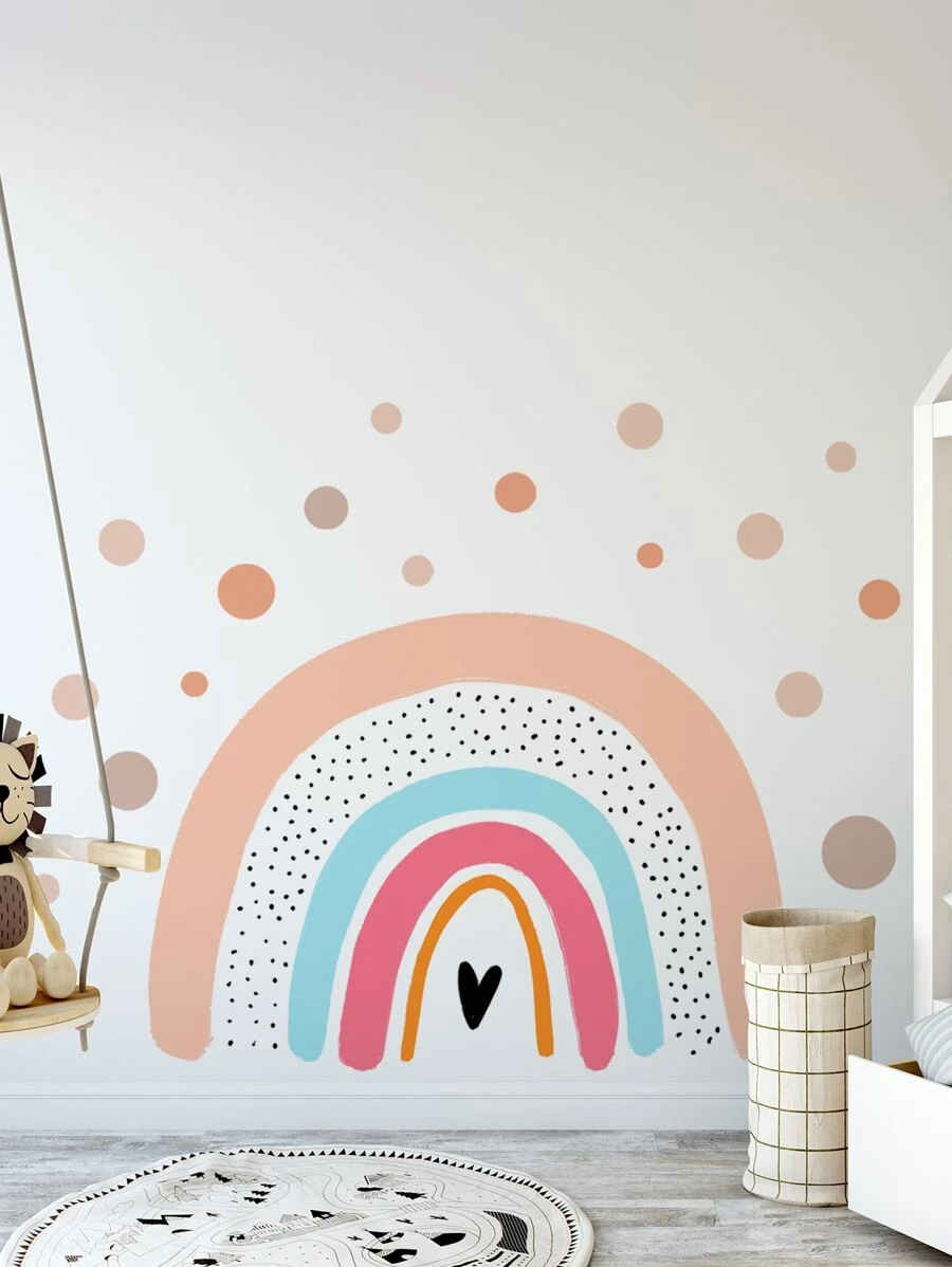 Kids Rainbow Print Wall Sticker - Multicolor - View 1