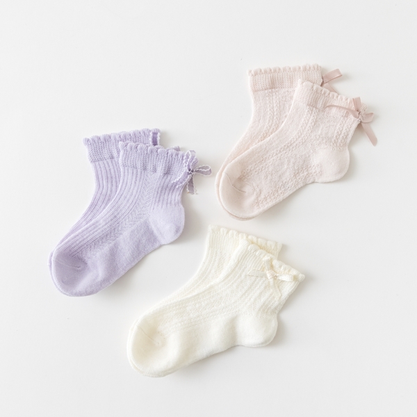 

3pairs Toddler Girls Solid Socks, Multicolor