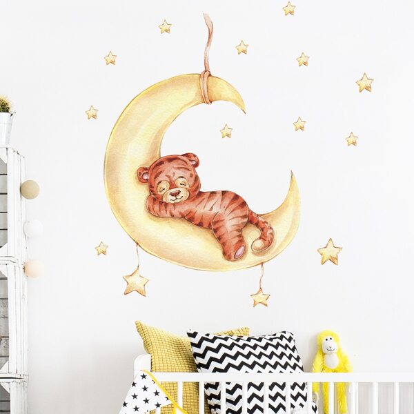 

Kids Tiger Print Wall Sticker, Multicolor
