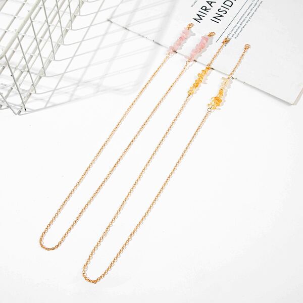 

2pcs Crystal Decor Face Mask Chain, Multicolor