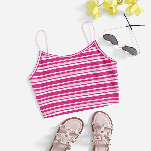 

Teen Girls Rib-knit Striped Cami Top, Multicolor