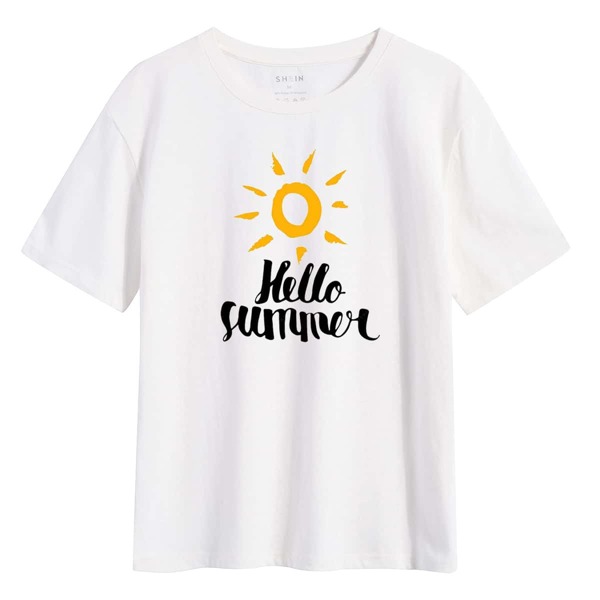 

Slogan And Sun Print Tee, White