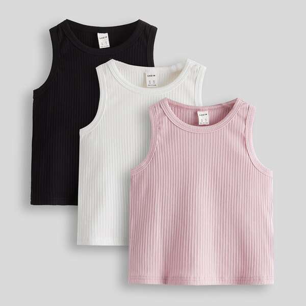 

Toddler Girls 3 Pack Rib-knit Tank Top, Multicolor
